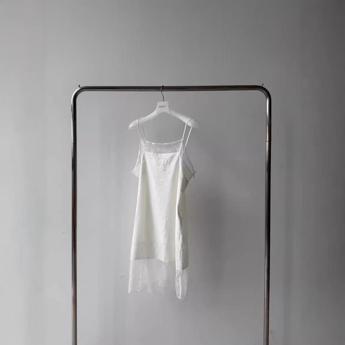 Spring 2026 Korean Lace Layered Camisole Dress One Size белый