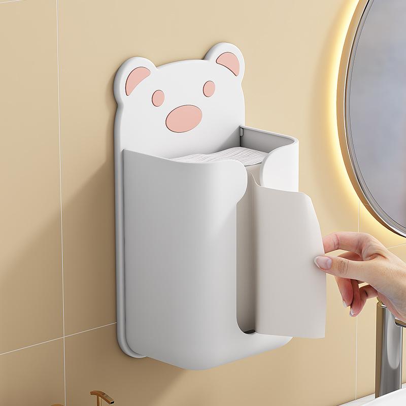 1Pcs Cartoon Plastic Tissue Box Organizer Bathroom Living Tissue Box Holders Wall-Mounted Paper Drawer Kitchen Storage Boxes