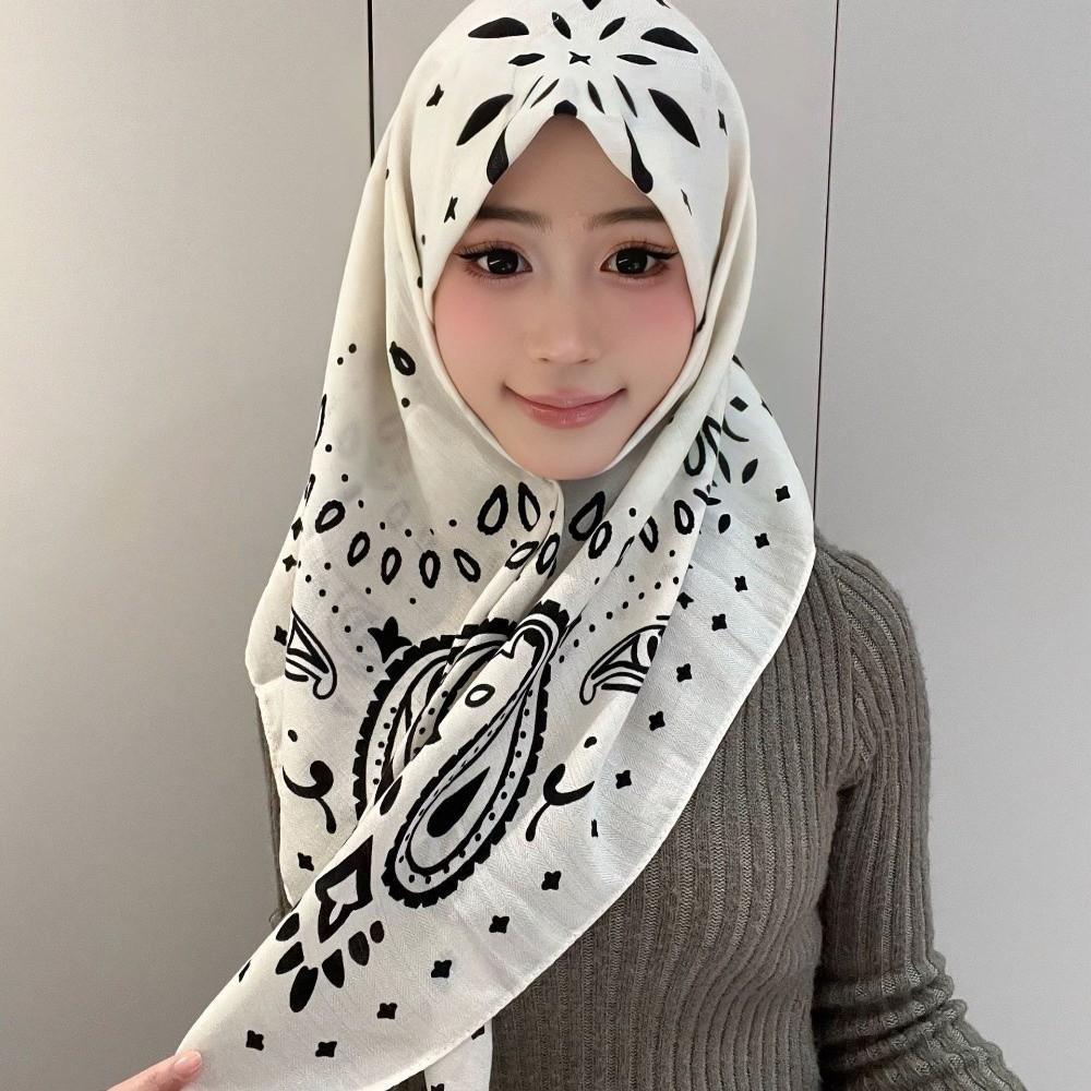 

Lightweight Breathable Paisley Printed Scarf 90cm Soft Square Scarf Vintage Print Windproof Women Head Scarf Woman s Accessory белый