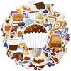 35pcs-50pcs Cute Dessert Stickers Whimsical Kitchen Coffee Stickers Stationery Stickers For Guitar Laptop Helmet Skateboard DIY