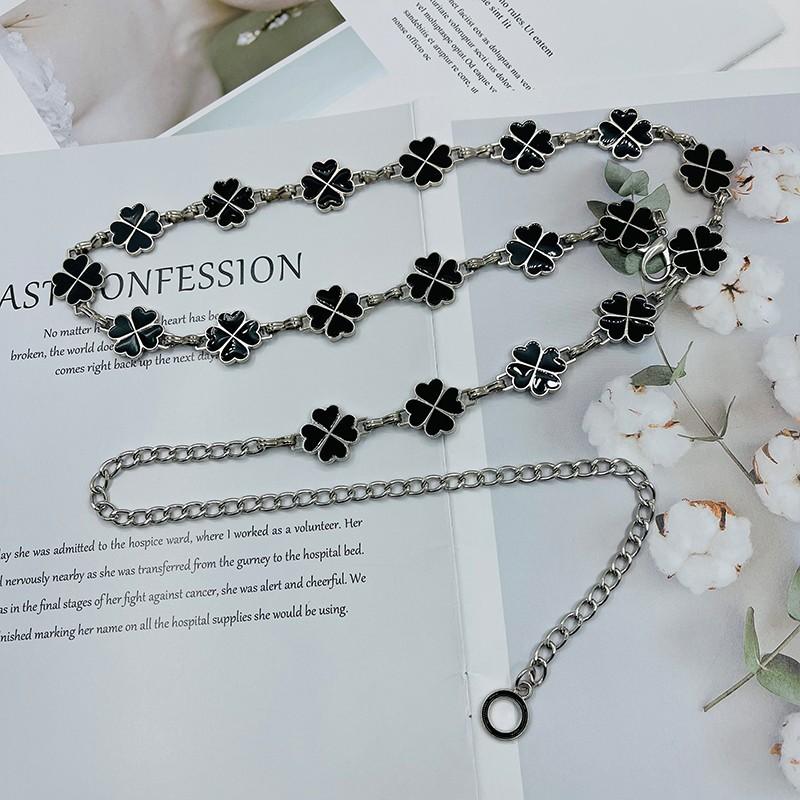 Metal Waist Chain For Women With Four Leaf Clover Pendant Summer Fashion Accessory