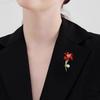 New trendy red lily flower brooch luxury high-end brooch jacket suit high-end pin accessories