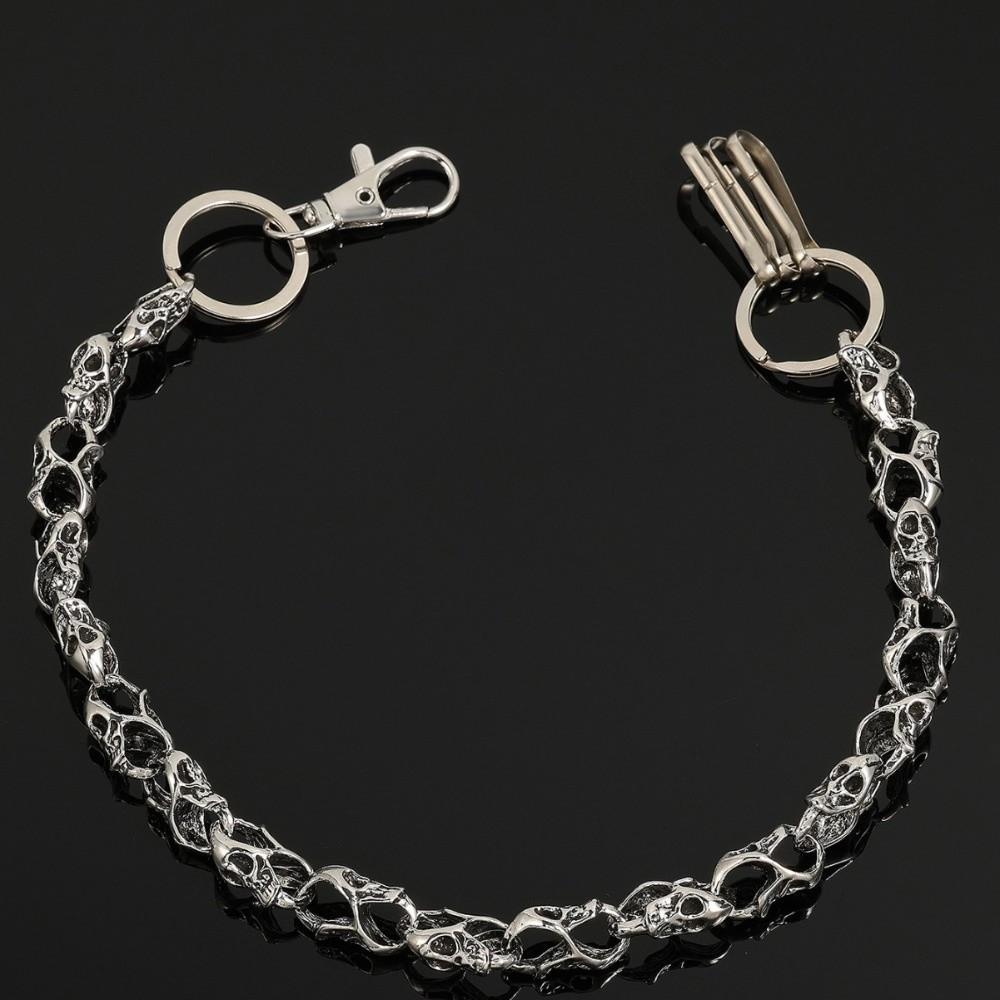 Silver Men Skull Wallet Chain 40/60cm Hip Hop Rock Jeans Keychain Gothic Punk Heavy Waist Chain