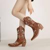 New embroidered western boots for women 2025 autumn and winter European and American minimalist retro fashion boots