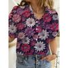 Hawaiian Womens Shirts Short Sleeve Button Floral Rose Printed Tops Casual Beach Shirts Summer New Sunflower Blouse Women's Tops