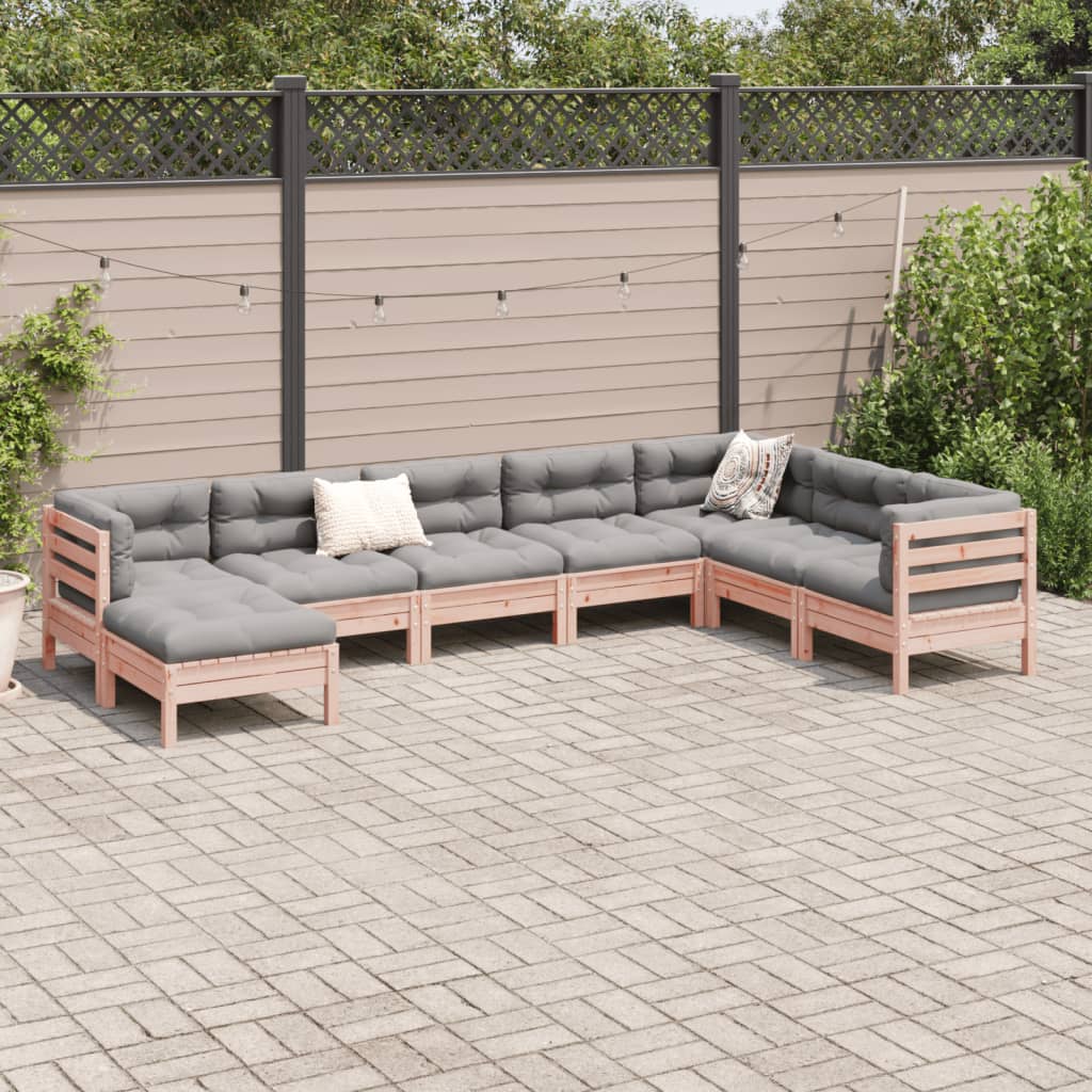 8 piece Garden Sofa Set with Cushions Solid Douglas Fir Wood