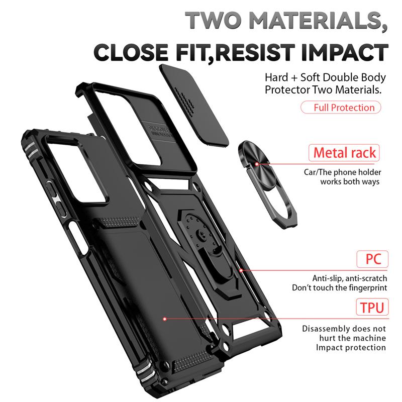 For Poco X5 X5 Pro 5G Case Slide Lens Camera Protect Phone Case For Pocox5pro Poko X5pro X 5 Pro 5X Stand Ring Back Cover