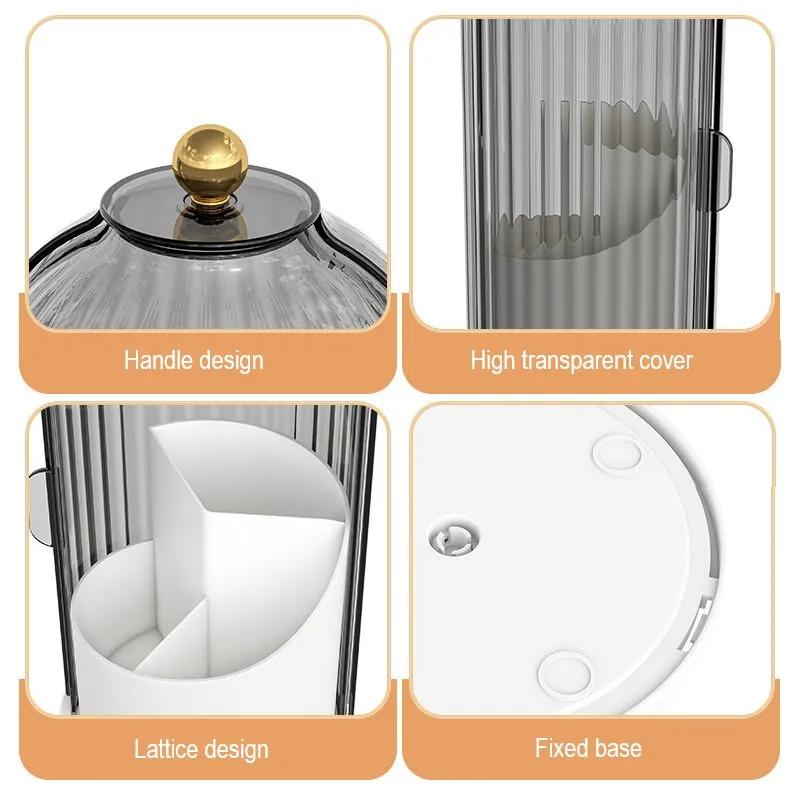 360° Rotary Makeup Brush Holder with Cover Luxury Cosmetics Lipstick Eyebrow Pencil Holder Eye Shadow Storage Box