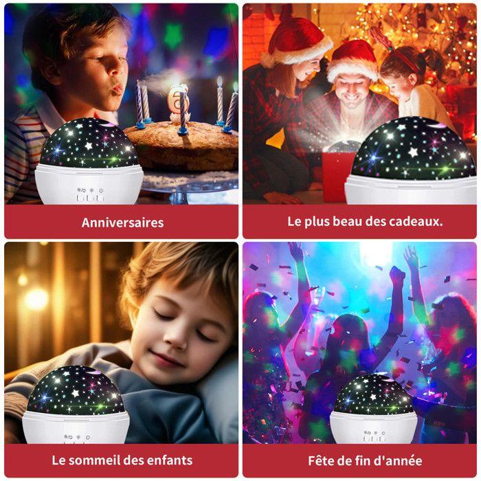 Veilleuse De Projection Pour Enfants - Projecteur D'Étoiles - Lampe De Projection LED Veilleuse Bébé - 8 Couleur Mode - Blanc