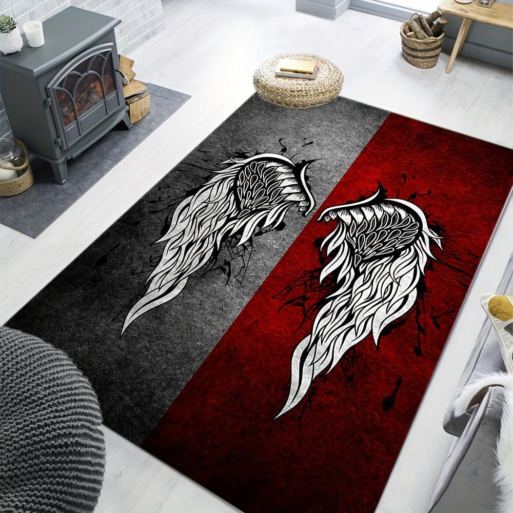 Large Carpe1pc Comfortable Crystal velvet Rug][Machine Washable]Gothic Design Area Rug, Angel Or Demon Wing