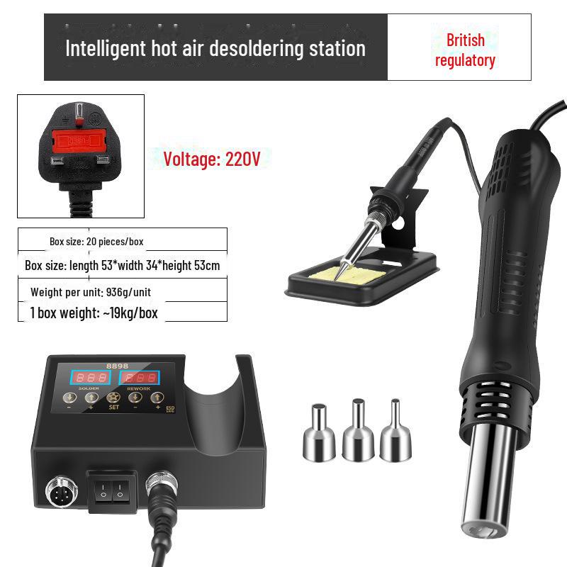"8898 Dual-Display Hot Air Gun & Electric Soldering Station, 110V/220V"