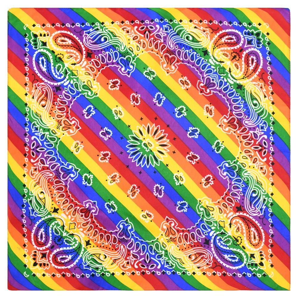Trendy Style Rainbow Pocket Square Scarf Bandana Headband Wristband Neck Tie for Gay Lesbian Pride Festival Parade