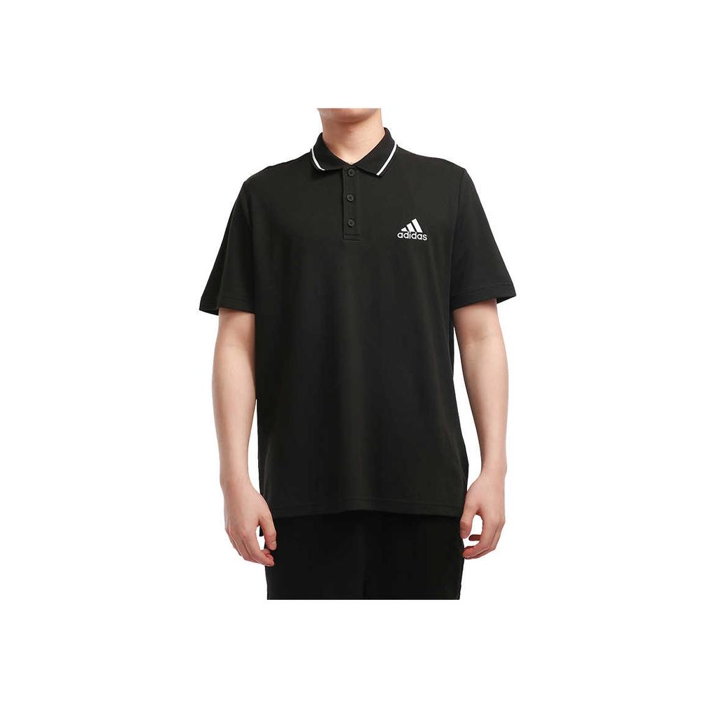 Adidas Essential Logo Sports Casual Polo Shirt Men Tops Black GK9027