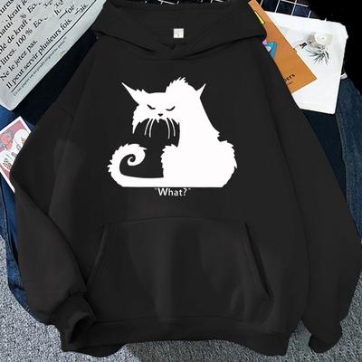 Kot Co? Bluzy z nadrukiem Bluzy unisex/damskie Bluzy z kapturem na co dzień Osobowość Pullover(Wysyłka w ciągu 48 godzin)