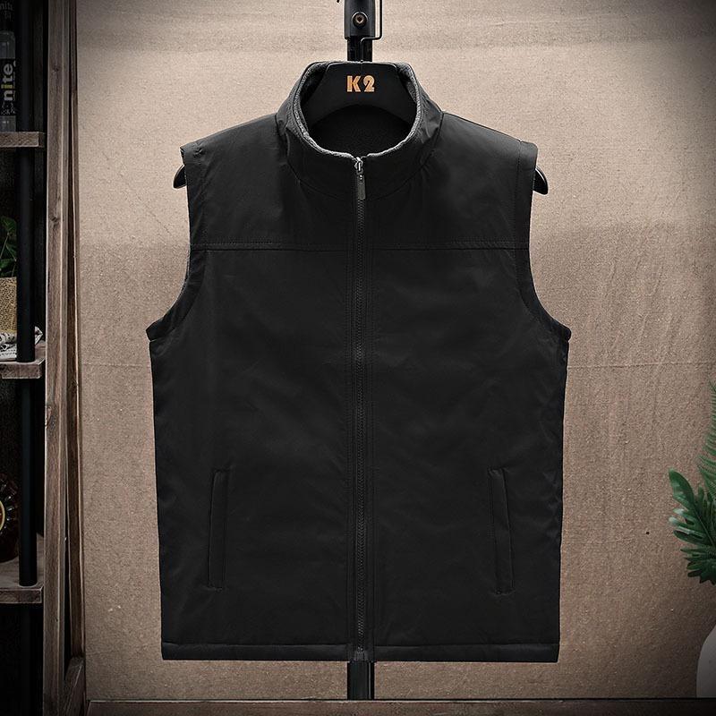 Autumn And Winter New Style Double-sided Vest Men's Stand-up Collar Casual Loose Vest Vest Large Size Vest Warm Jacket For Men