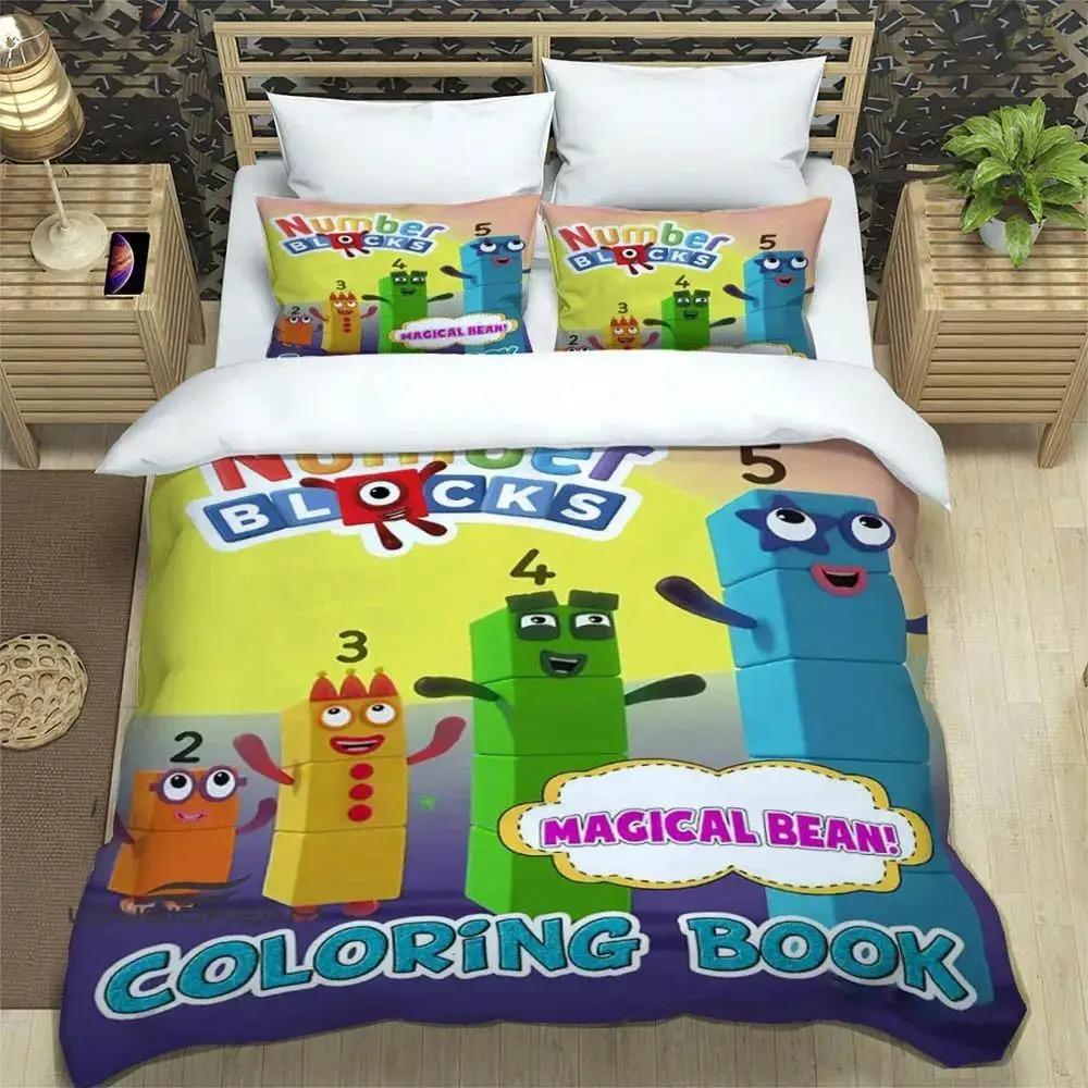 N-Zahlenblöcke Cartoon-Druck Bettwäschesets Exquisites Zubehörset Bettdeckenbezug Bettdecke Set Bettwäscheset Luxus Geburtstagsgeschenk