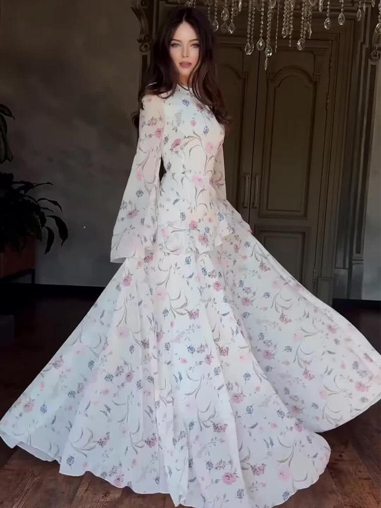 Elegant Spring Floral Long Sleeve Dress (2025)
