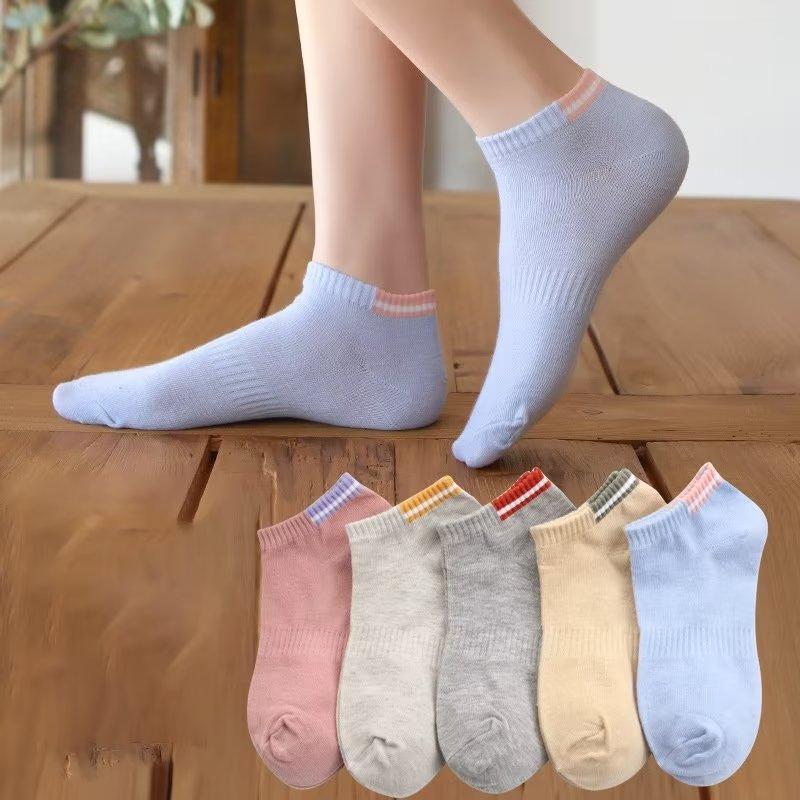 

5PCS Дамы Низкий Топ Мода Носки Хлопок Пот-поглощающие носки Мультфильм Мода Фрукты Принт Полосатые носки