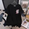 Plus Size Mid-Length Loose Slimming Round Neck Short Sleeve T-shirt for Women (200/300/350 Jin)