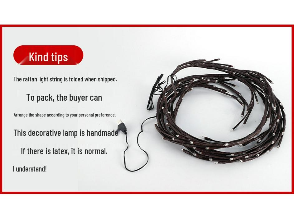 Cross-Border Wedding Festival LED Rattan Branch Fairy String Lights for Indoor Wall Decoration