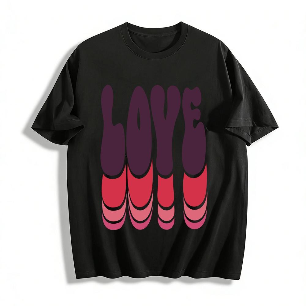 

Funny Pork Belly Pattern LOVE Graphic Casual Loose Fit Tee Pure cotton T-shirt XXS