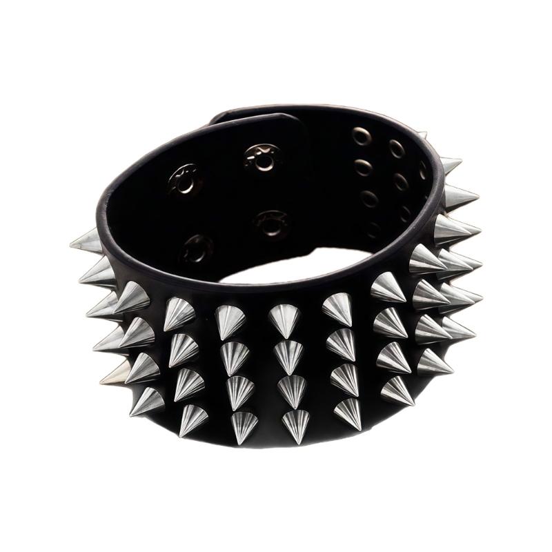 Modern Pointed Studs Multi Layer Leather Bracelet Adjustable Secure For Fashion Lovers Stylish Accessory Perfect Gift