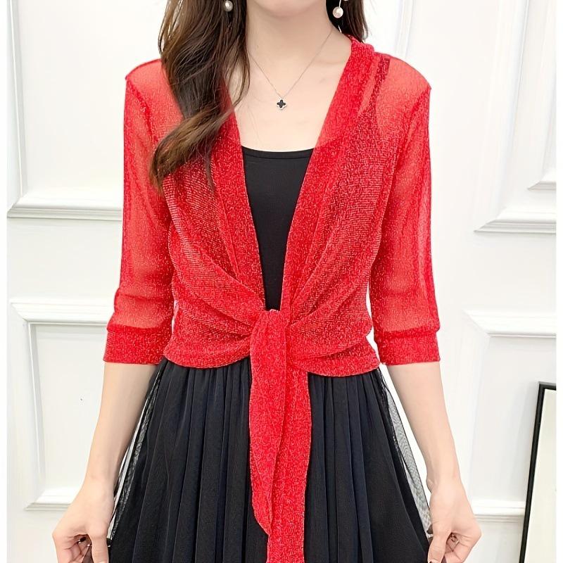 Women's Summer Gold & Silver Lace Cardigan Shawl - Sun Protection Cape