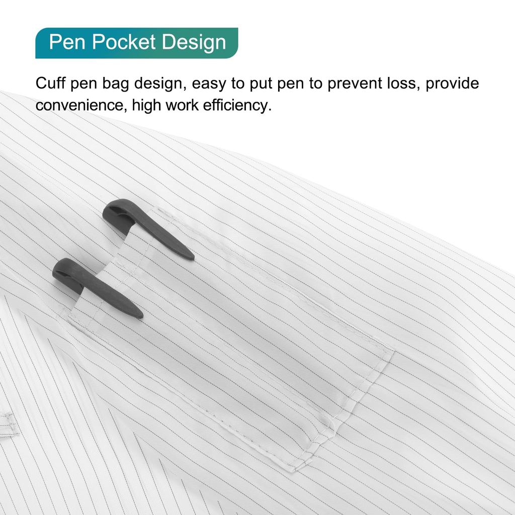 Uxcell ESD Laborkittel, Antistatische Kleidung, Wissenschaftliche Jacke mit Bündchen und Becken, Uniform, Unisex (Weiß, 2XL)