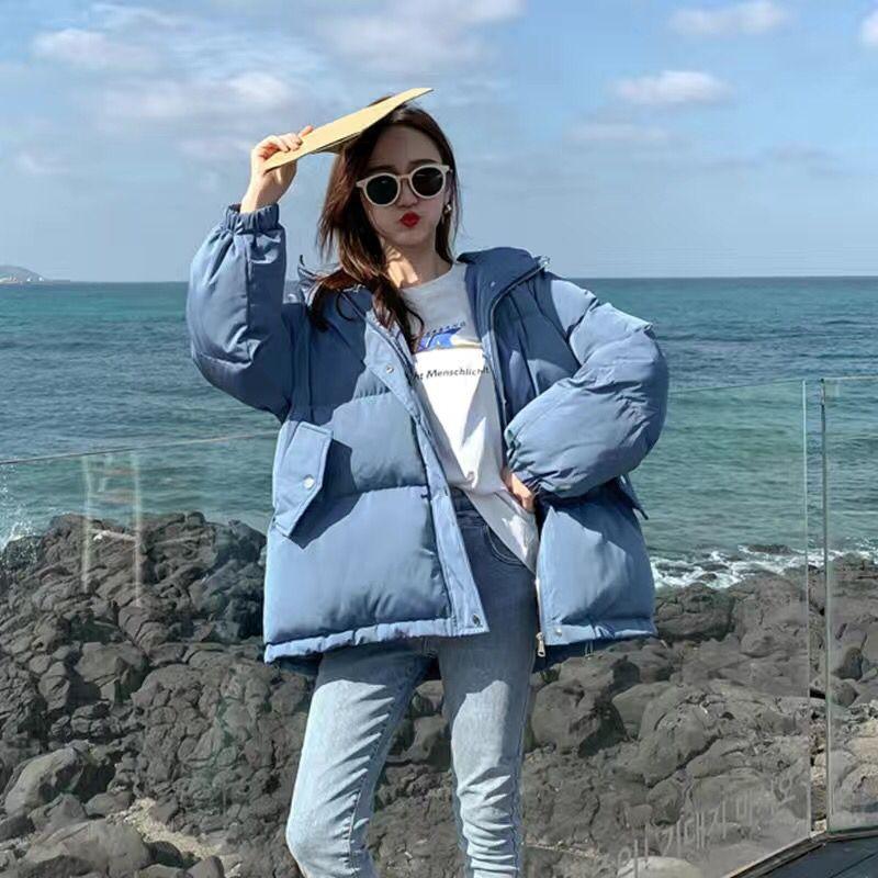 Cozyoutfit Down Female Korean Version Short Straight Jacket Hooded Bread Service Ins  Style
