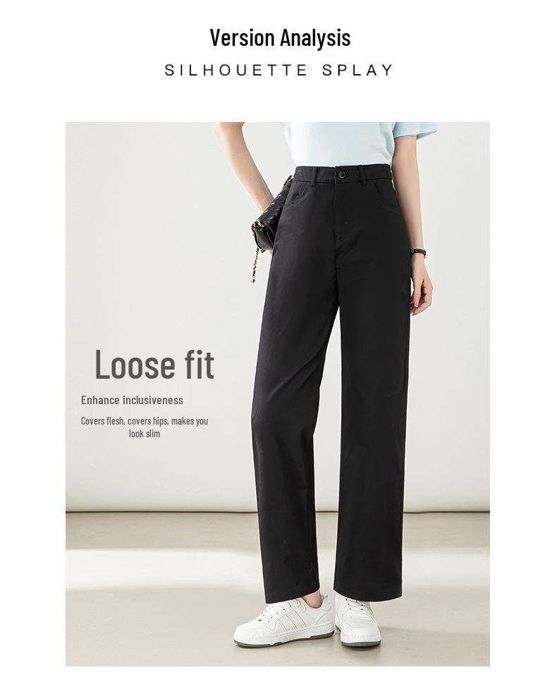 Autumn 2025 Women's High-Waisted Cotton Slimming Straight-Leg Trousers - Chic and Casual Style.