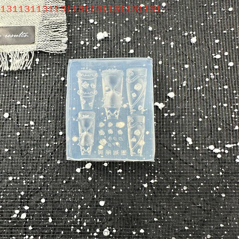 Silicone Nail Mold Rose Hourglass Shape Nail Seal DIY Design Stereoscopic Stamping Plate for Nail Art Decorations Salon Use