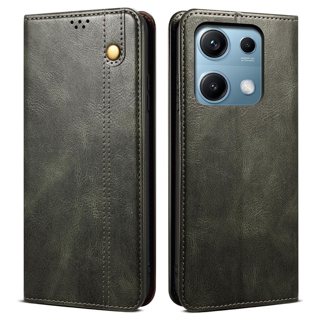 Pro Xiaomi Redmi Note 14S 4G Pouzdro Textura Crazy Horse Voskovaná Kůže Peněženka Stojánek Kryt na Telefon