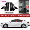 10Pcs Glossy Piano Black PC Material BC Pillar Post Cover Door Trim Carbon Fiber Sticker For Toyota Camry XV80 2024-2026 Gen 9th