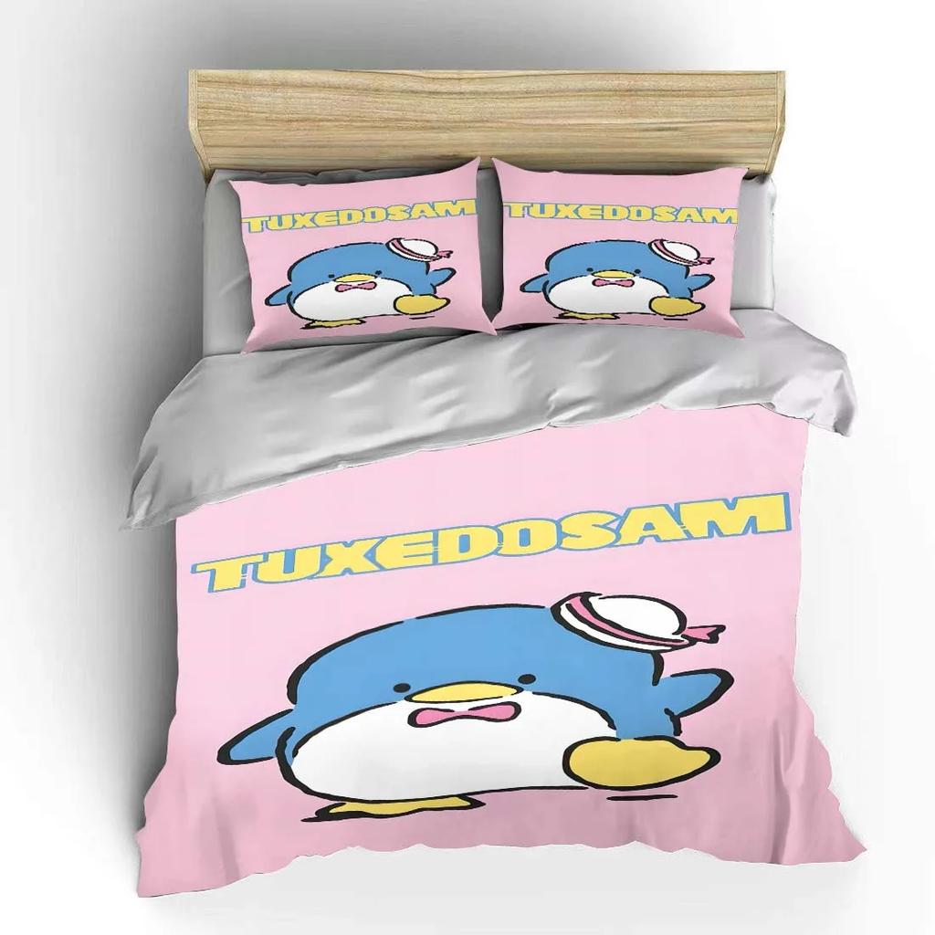 Tuxedo Sam Sanrio Bedding Set Hello Kitty Children Fashion 3 Pieces Set King Size Bed Set US Twin Adult Bed Cover Bedroom Duvet