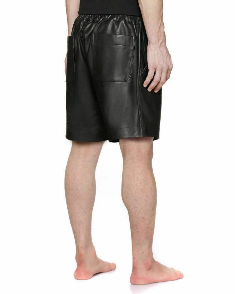 Boxer Soft Black Stylish Pant Handmade Men's Genuine Leather Lambskin Short Gym