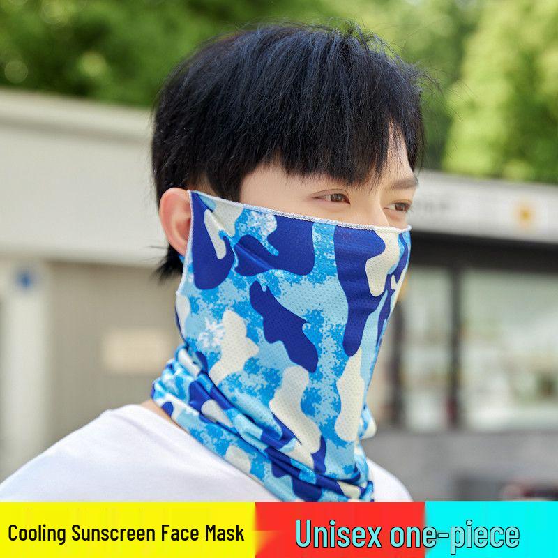 Ice Silk Sunscreen Face Mask for Men - Full Neck & Face UV Protection for Outdoor Cycling