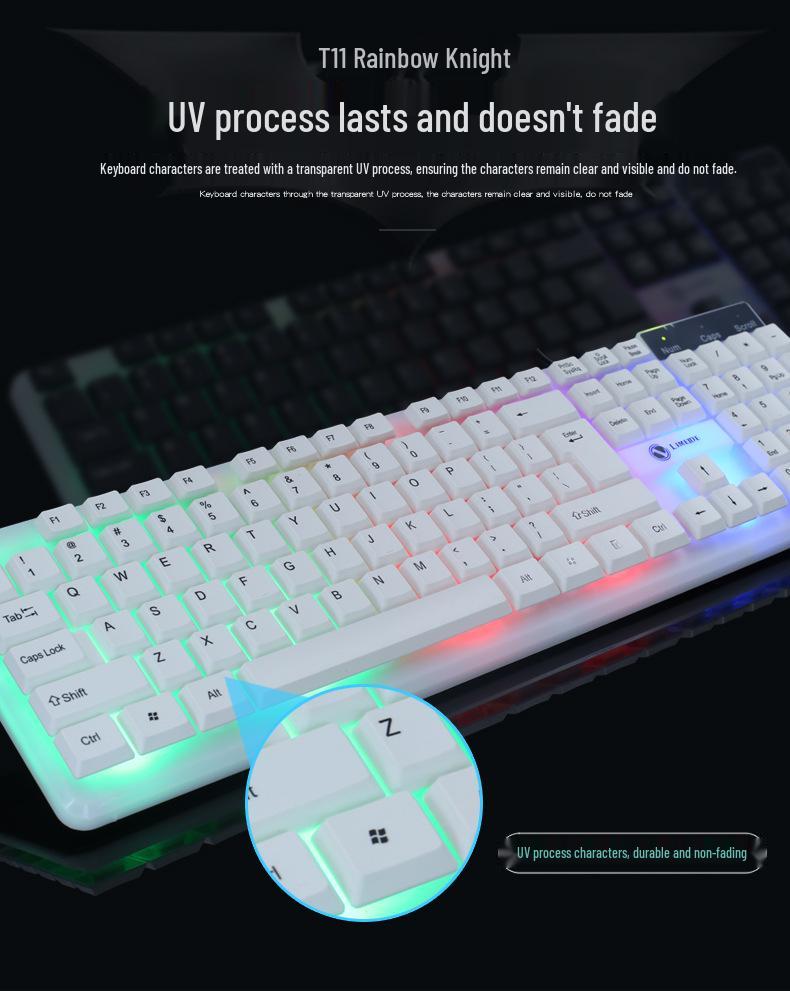 Li-Mage GTX300 White RGB Backlit USB Gaming Keyboard and Mouse Set