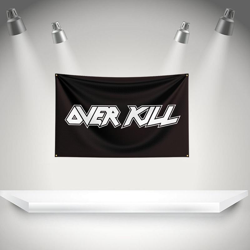 O-overkills Flag Rock Music Band Banner HD Printing Tapestry Exhibition, Music Band Fans, Garage Decor