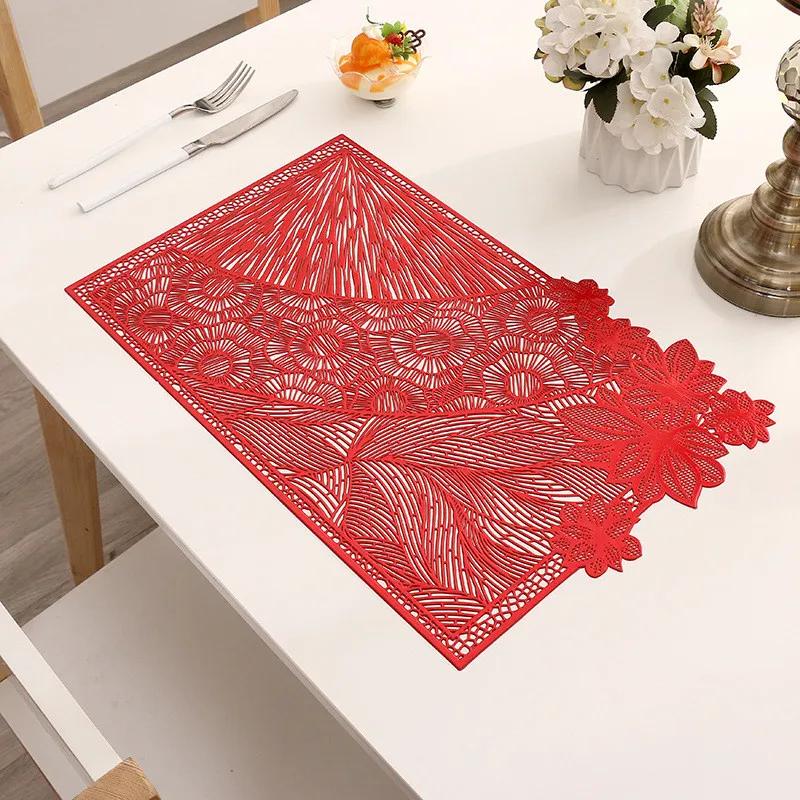 

1Pc Rectangle PVC Non-slip Placemat DinnerTable Heat Insulation Pad Cup Coaster Wedding Party Decoration 45x30cm