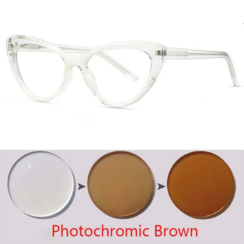 

Cat Eyes Photochromic Glasses for Men Women Myopia Eyewear Students Short Sight 0 to -6 Diopters UV Protection 0