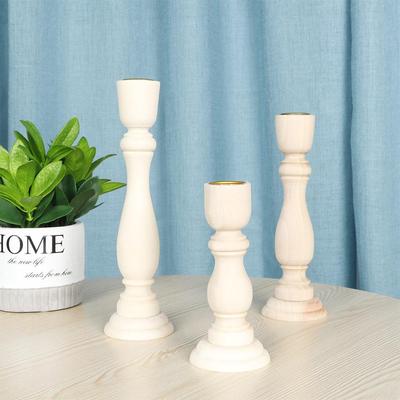 Support en Bois pour Bougie Craft Vintage Rétro Support de Bougie Décoration de Mariage Bougeoir Pilier en Bois