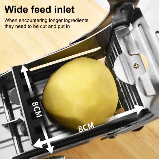 French Fry Cutter Stainless Steel Potato Chip Cutter with No-Slip Suction Base Versatile Vegetable Slicer for Potatoes Carrots Cucumbers