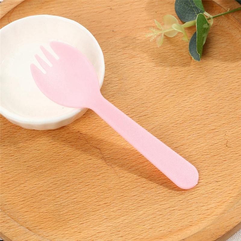 Disposable Plastic Fork And Spoon Individual Packaging For Ice Cream And Yogurt Fruit Salad Fork And Spoon