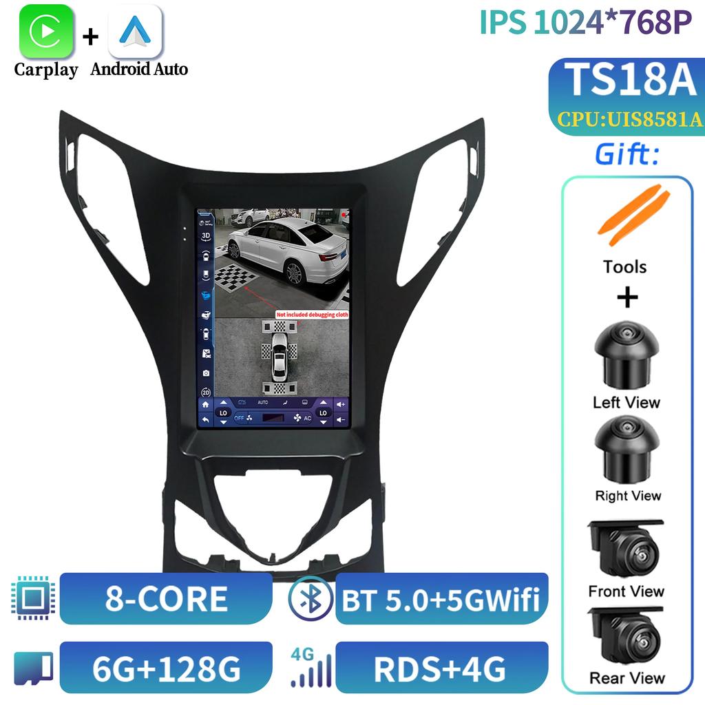 9.7" Android 14 For Hyundai Azera 2011-2012 Car Radio Multimedia Central  Navigation 4G GPS Carplay Android Auto Carplay Screen
