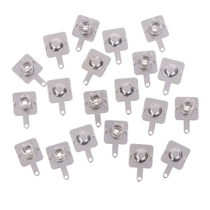 5Sets 12MMx12MM - + Replacement Metal Spring Contact Plate Silver Unidirectional Slot For AA Battery Case