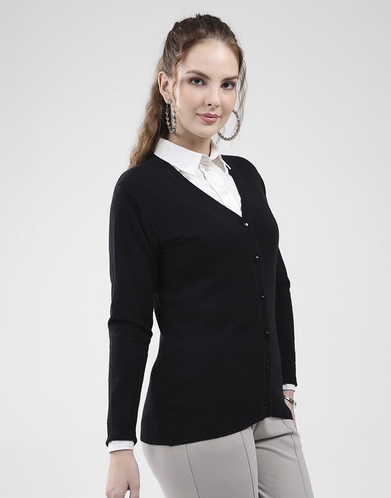 MONTE CARLO Women's V Neck Full Sleeves Cardigan