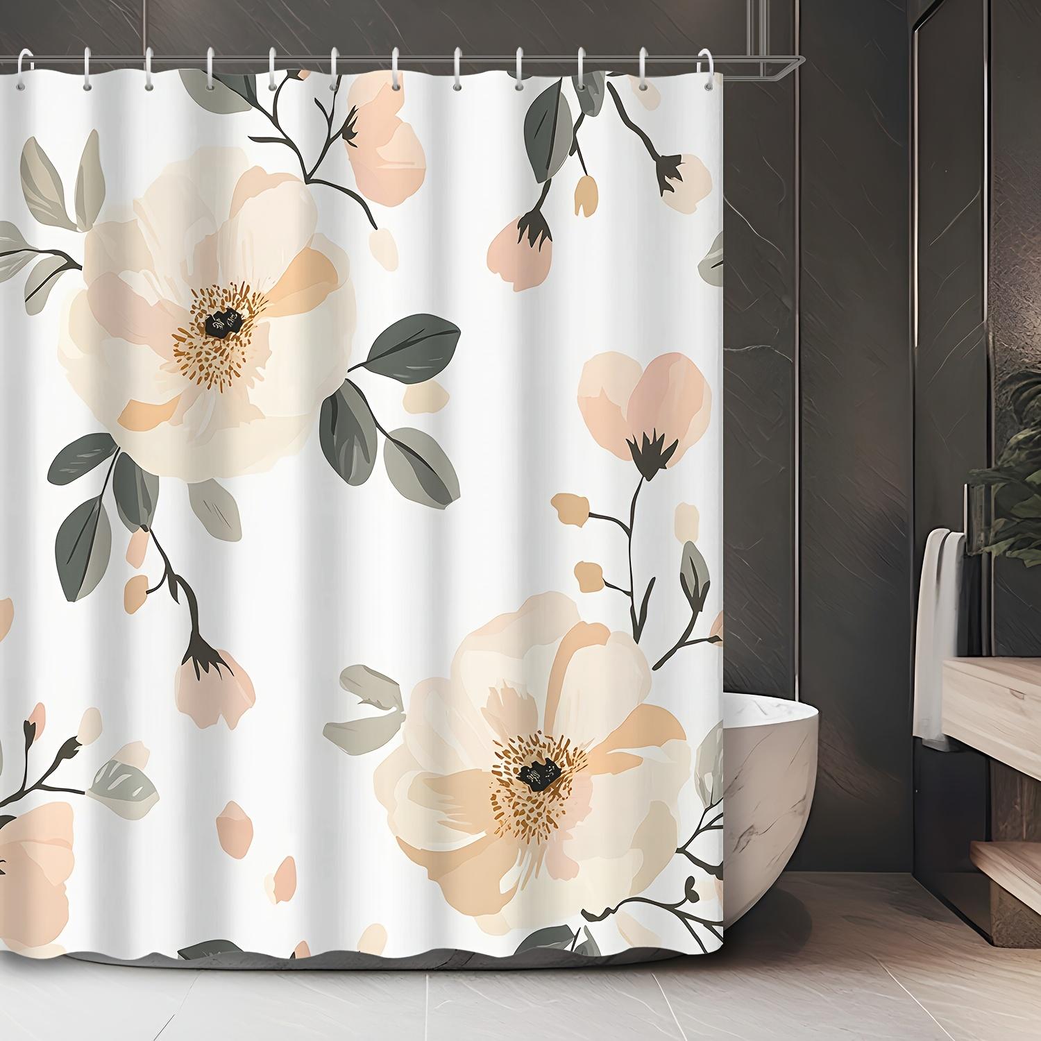 

1pcs Spring Vintage Watercolor Simple Small Fresh Floral Plant Shower Curtain Partition Curtain with Hook Shower Curtain 90X180cm