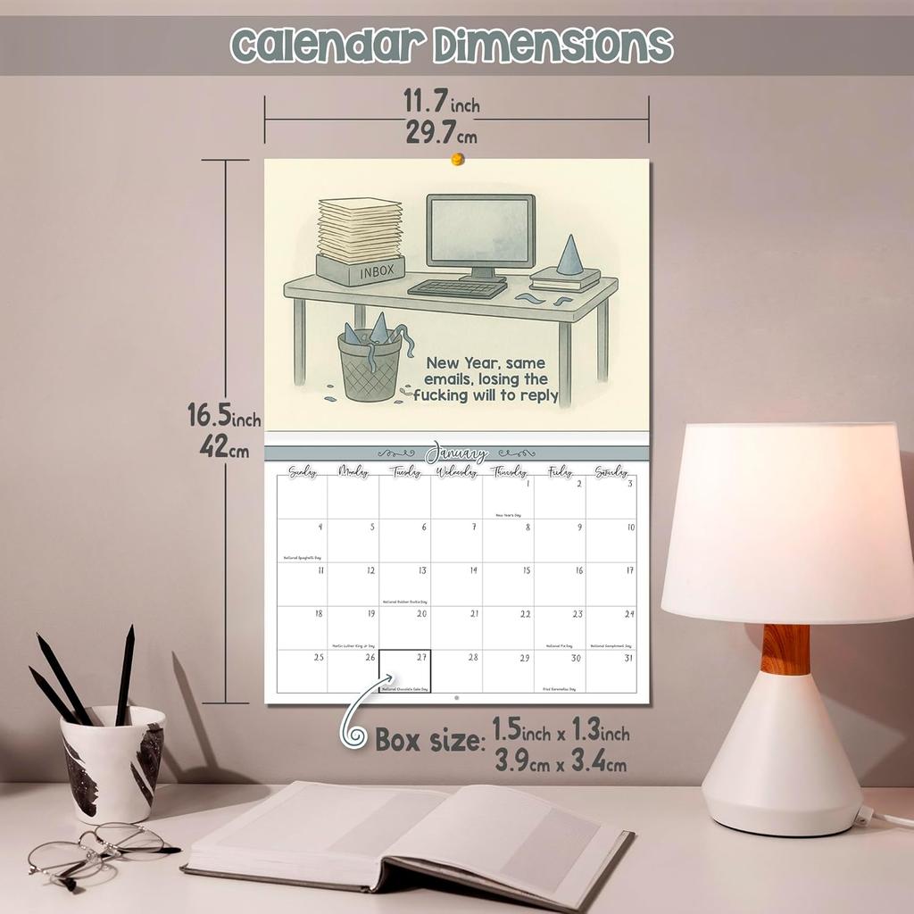 Meetings That Could’ve Been Emails: 2026 Wall Calendar | Sarcastic Funny Office Work Humor Swear Calendar 12"x8"