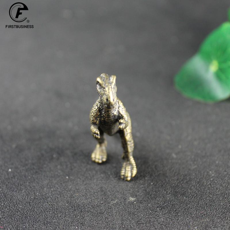 Copper Anicent Animal Tyrannosaurus Rex Statue Car Decoration Craft Home Decor Accessories Retro Brass Dinosaur Miniature Figure