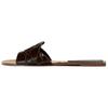 Retro Versatile Trendy Chocolate Embossed Flat Leather Non-Slip Slide Sandals Women Sandals Brown 12612510116